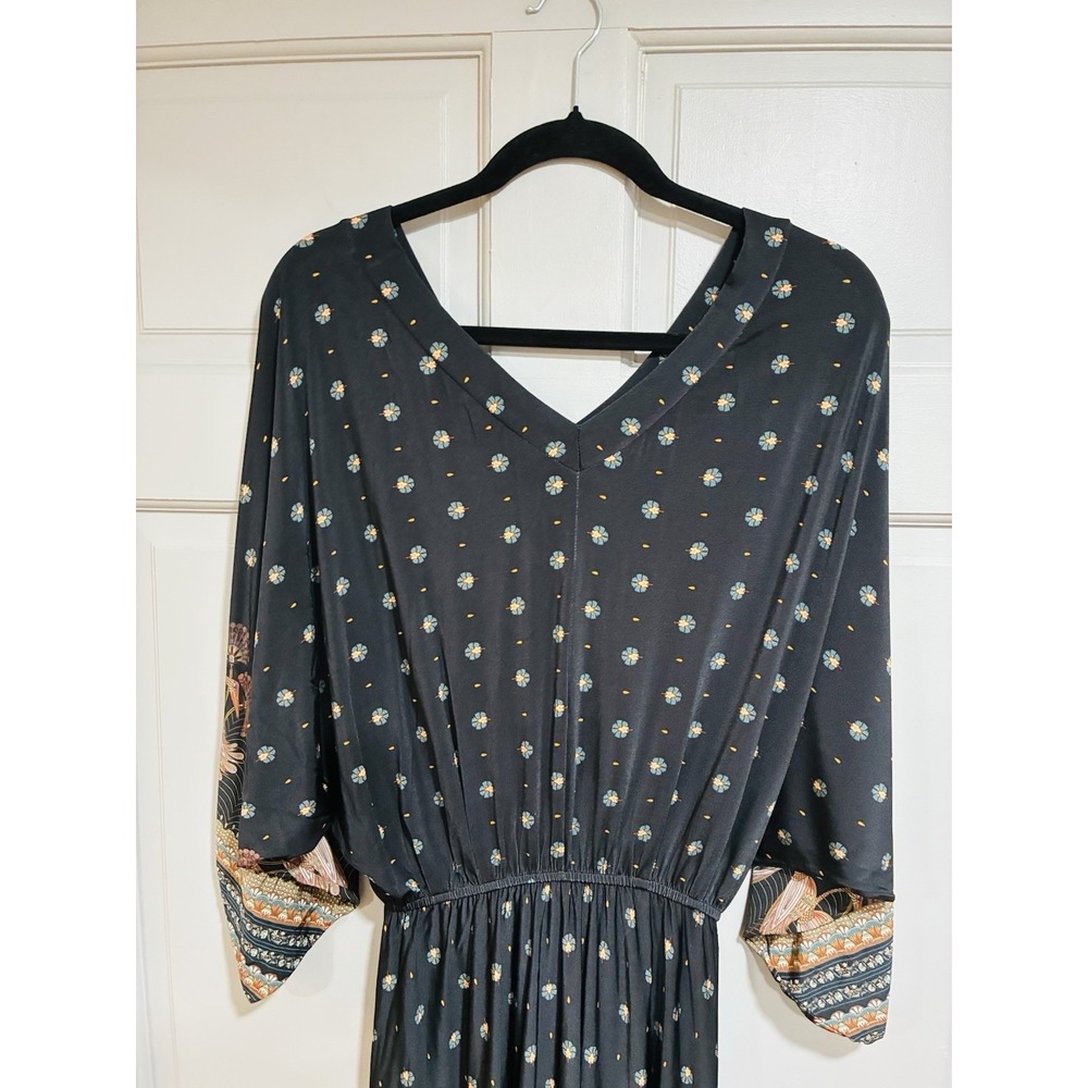 Farm Rio Women Mini Dress Size Large Puff Sleeve‎ Boho V-neck elastic waist - Picture 5 of 16